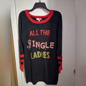 NWOT Christmas Black Sweater with Red and Green Accents